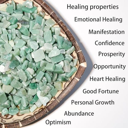 Green Aventurine Chips Bulk 1lb, 600+ Pieces, 8-15mm Natural Gemstones - color: Green Aventurine, size: 1LB
