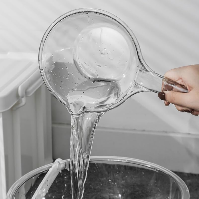 Large Capacity Water Bucket with Handle and Scoop Clear Plastic Wash Bucket for Bathroom Kitchen Dormitory and Outdoor Water Storage and Transport
