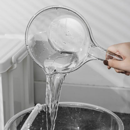 Large Capacity Water Bucket with Handle and Scoop Clear Plastic Wash Bucket for Bathroom Kitchen Dormitory and Outdoor Water Storage and Transport