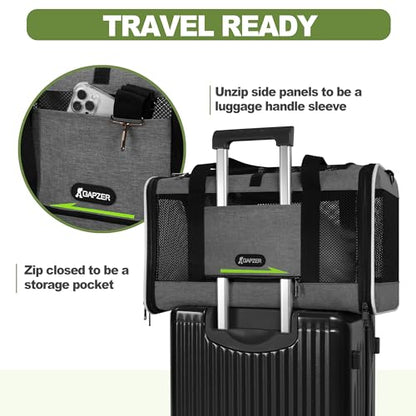 GAPZER Cat Carrier 18x11x11 Top Load, Soft-Sided Pet Travel Bag Over 15 lbs | Collapsible Small Dog Puppy Crate 10 Pound, Small Animal Rabbit Kennel Carrying Case, Kitten Mesh Cage Medium Cat Under 25 lb - color: Grey