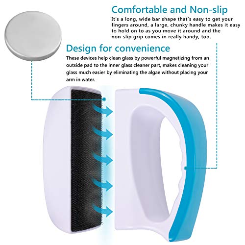 Magnetic Aquarium Fish Tank Glass Algae scrapers Glass Cleaner Scrubber Clean Brush [Floating,Scratch-Free,Non-Slip,magnetizing] S - color: Light Blue