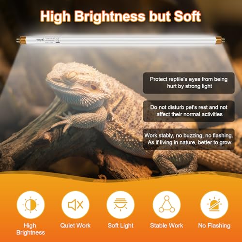 UVB Light for Reptiles Bearded Dragon, 3 Pack T5 UVB Reptile Light UVB Bulb 10.0 24W UVA UVB Reptile Light Bulb Terrarium Light Lamp Tube for Turtle Chameleon Leopard Gecko Snake Tank, 22 Inch - size: T5-22 Inch(3 Pack)