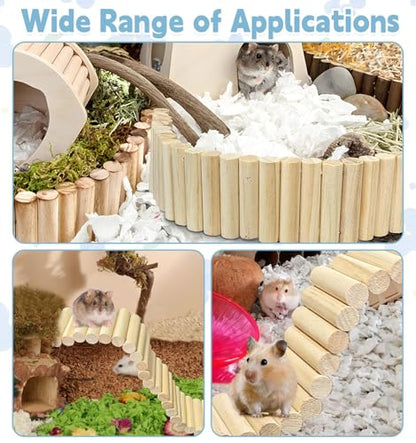 kathson 2Pcs Wooden Hamster Suspension Ladder Bridge,Bendable Long Climbing Ladders Pet Cage Toy Accessories Hideout Natural Chew Balls for Mouse Chipmunk Rabbits and Other Small Animals - size: 15.7 x 2.4 inches