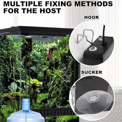 Rainforest Tank Timer Misting System Quiet Touch Control Automatic Reptile Mister with Timer 360° Adjustable Nozzles DC 5V (US Plug)