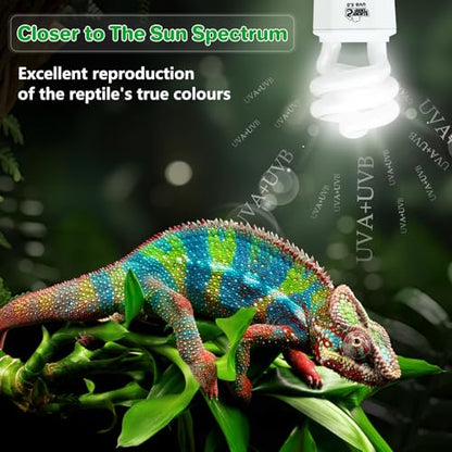 LUCKY HERP UVA UVB Reptile Light 5.0, Tropical UVB 100 Compact Fluorescent Lamp, UVB Light for Reptiles 15W, UVA UVB Reptile Light Bulb, UVB Bulb for Reptiles Chameleons Lizards Tortoises Snakes - style: UVB5.0 15W