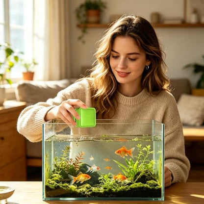 Aquarium Magnet Glass Cleaner Small Brush Scrubber Remover | Fish Tank Cleaning Tools for Home Kitchen Living Room Saltwater Algae Turtle Reptile Terrarium Water Wall Betta Fish Tank - color: Green