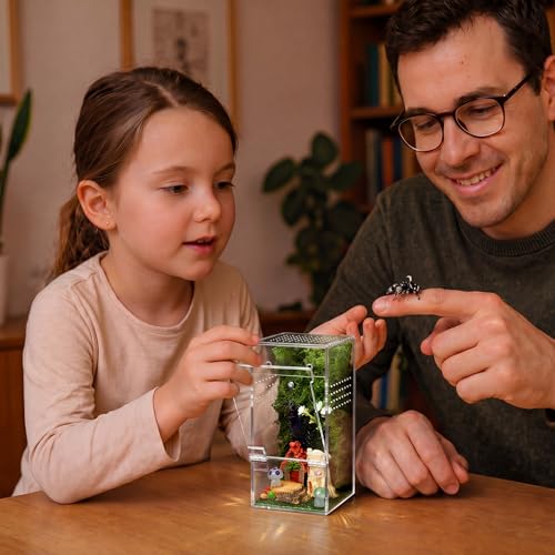 Jumping Spider Enclosure Kit – Escape-Proof Terrarium for Jumping Spiders | 3"x3"x6.2" Complete Habitat with Spider Cage, Plants, Moss, and Accessories – Ideal Starter Kit