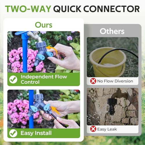 HIRALIY 80ft Push-to-Connect Drip Irrigation Kit | Adjustable Watering System, for Garden Raised Bed, Saving Water Automatic Irrigation Equipment