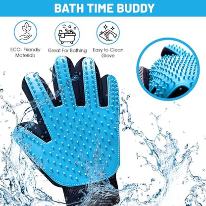 Upgrade Pet Grooming Gloves, Grooming Gloves for Dogs, Cats, Rabbits & Horses with Long and Short Hair, Efficient Pets Hair Remover Mittens - 1 Pair (Sky Blue) - color: Sky Blue