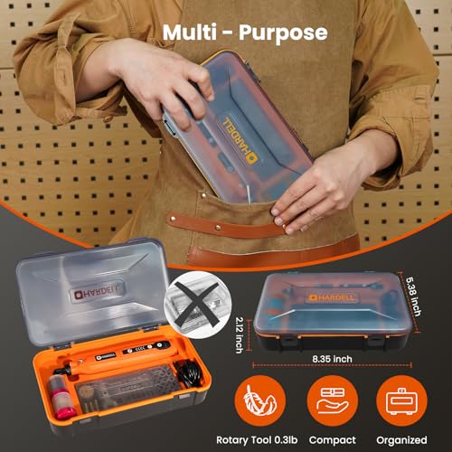 HARDELL Mini Cordless Rotary Tool, 5-Speed and USB Charging with storage case, Multi-Purpose 3.7V Power Rotary Tool for Sanding, Polishing, Drilling, Etching, Engraving, DIY Crafts | 5,000-18,000 RPM, 0.3LB Engraving Pen, LED Work Light – for Sanding, Pol