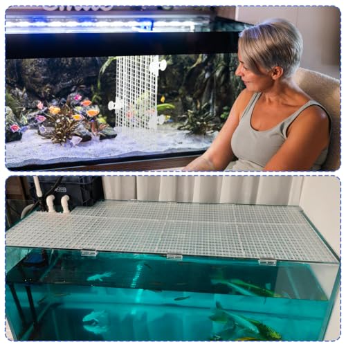 AHANDMAKER 12 Pack Fish Tank Aquarium Divider White Plastic Grid Substrate Divider Tray with 6 Pcs Sucker Clips and 20 Pcs Cable Ties Brackets for Aquarium Fish Tank Separation Breeding Decoration
