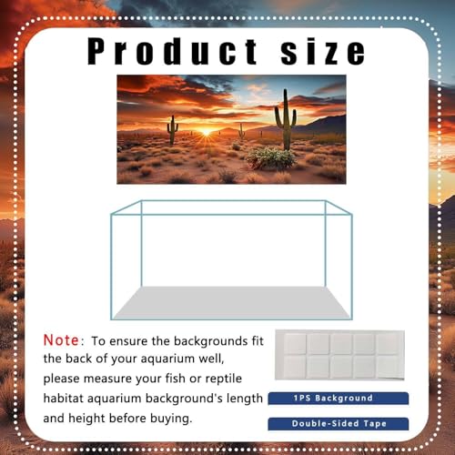 48X20IN 3 Pack Aquarium Terrarium Fish Tank Background, Reptile Habitat Bearded Dragon Tank Background, Polyester Black Rock Sun and Desert Cactus Terrarium Decor Wallpaper - size: 48X20in/120X50cm
