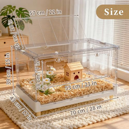 Hamster Cage Panoramic High Playhouse Adventure Habitat | 470 Sq In cozy retreat floor, 6.5 In deep burrowing tray, fits large 11 In wheel - size: 27.6"L x 17.0"W x 15.4"H