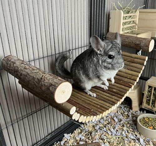 Chinchilla Wooden Ladder Bridge Platform Toy, Chinchilla Suspension Bridge, Small Animal Climbing Toys for Hamsters Sugar Glider Squirrel Gerbils Rat