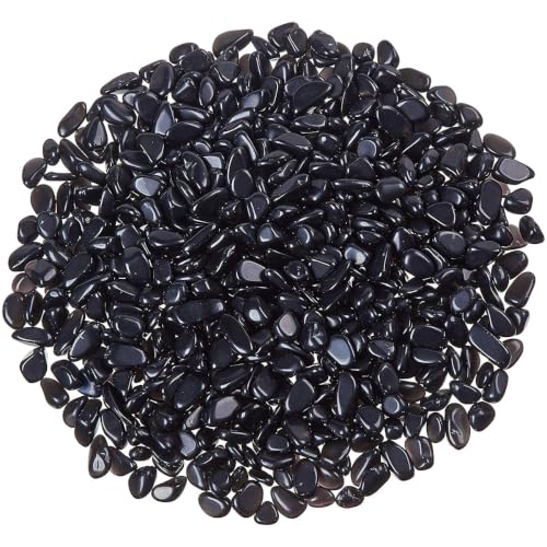 WAYBER Natural Crushed Black Obsidian, Decorative Gravel Stones, 1 Pound | Toxin-Free, Fade-Resistant, Ideal for Reiki Healing, DIY Crafts, Vase Filler, Aquarium & Bonsai Decoration - color: Black, size: 1 Pound
