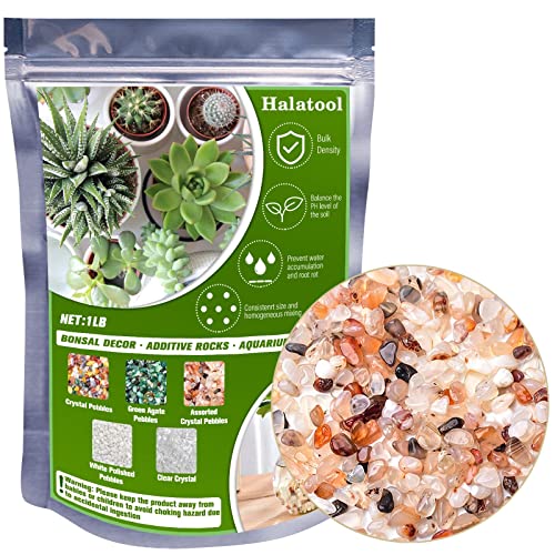 Halatool 1LB Aquarium Gravel, 0.27"-0.79" Crystal Pebbles for Fish & Plants | Polished, Safe, Landscaping Pebbles for Fish Tanks, Succulents, Plant Top Dressing, Fairy Gardens, Vase Filler, Home Decor - size: 1 LB, style: Crystal Pebbles