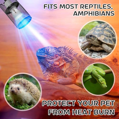 4 Pcs 4 Inch Reptile Heat Lamp Guard Anti Scald,White, Black | Heating Lamp Holder, Mesh Cage, with 150w Ceramic Heat Emitter, Basking Anti Scald, Reptile Lizard Protection, Without Bulb - color: White