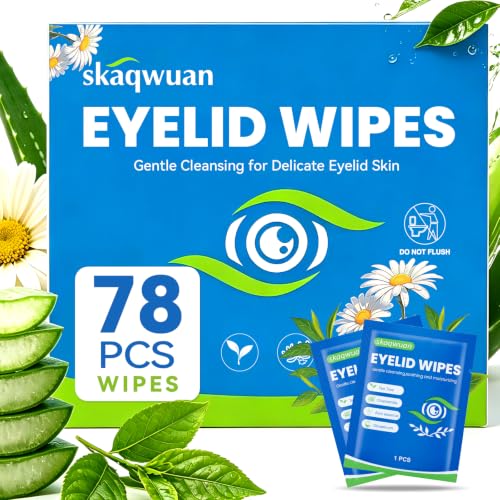78PCS Eyelid Cleansing Wipes, Tea Tree Oil Gentle Cleansing Cloths, Gentle Daily Facial Cleansing Wipes for Sensitive Skin, Alcohol Free Moisturizing Eye Area Cleansing Wipes Bulk Pack - size: 1 Count (Pack of 78)
