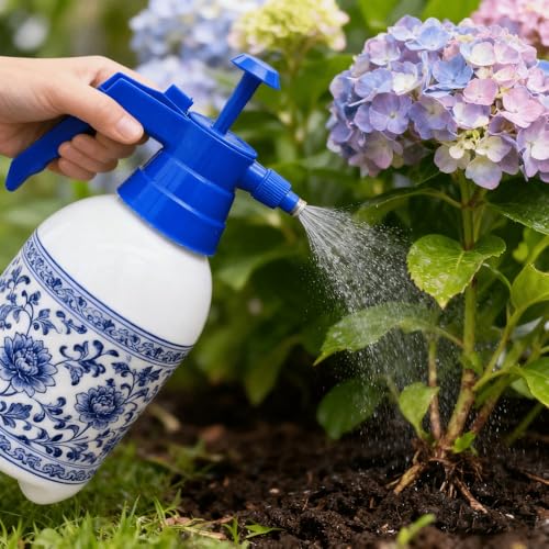 2L Handheld Garden Pump Sprayer 0.5 Gallon Water Mist Spray Bottle for Plants with Adjustable Brass Nozzle Orange (2L Blue) - color: 2L Blue