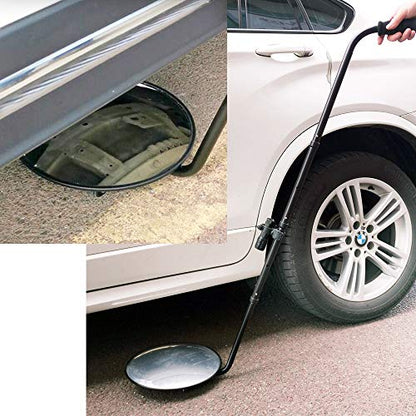 Under Vehicle Inspection Mirror - 12 Inch Convex Search Mirror with Wheels and LED Light for Security Check Under Cars, Trucks and Equipments - size: 12" with Wheels