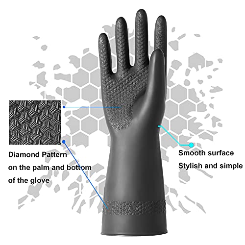 Chemical Resistant Latex Gloves, Cleaning Protective Safety Work | Heavy Duty Rubber Gloves, S-M-L-XL Size, Black 1 Pair - color: Xl/12.9''