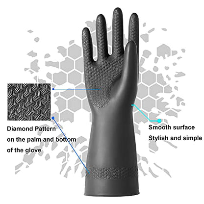 Chemical Resistant Latex Gloves, Cleaning Protective Safety Work | Heavy Duty Rubber Gloves, S-M-L-XL Size, Black 1 Pair - color: Xl/12.9''