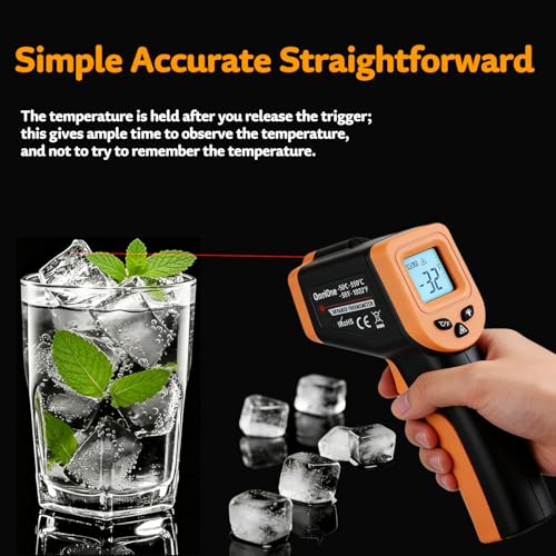 Blackstone Infrared Thermometer Gun for Cooking, Pizza Oven Thermometer | IR Temperature Gun for Griddle Cast Iron, -58℉~1022℉ Non Contact Heat Gun for Surface with Hard Carrying Bag (NOT for Human)