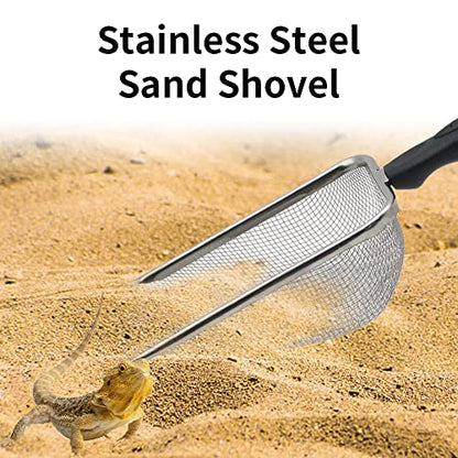 Reptile Sand Shovel Stainless Steel Fine Mesh Sand Substrate Scoop for Litter Cleaner Scooper for Sand Bedding