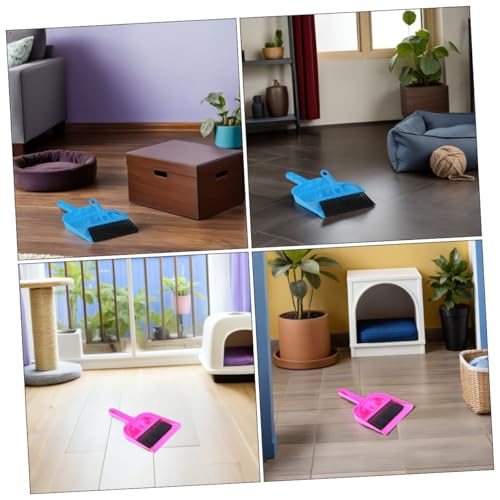 Uonlytech Mini Dustpan and Brush Set 10pcs for Small Pet Cage Cleaning, Compact Handheld Broom and Dustpan Kit for Hamster, Chinchilla, Hedgehog, Reptile Habitats, Bright Pink and Blue