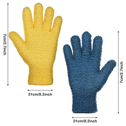 Patelai 2 Pairs Microfiber Gloves for plants Dusting Cleaning Glove Mittens House Cars Blinds Dusting(Yellow, Dark Blue,Large) - color: Yellow, Dark Blue, size: Large (2 Pairs)