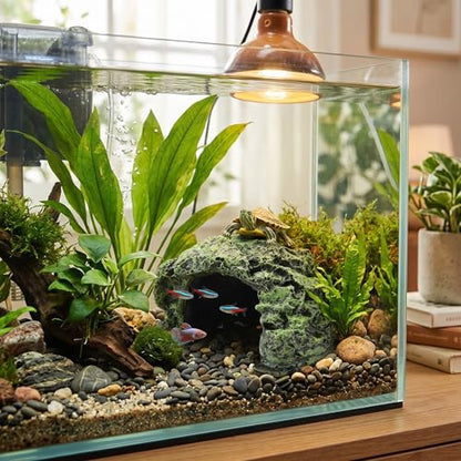Reptile Hideout Cave Hide Small Resin Shelter Basking Decor for Terrarium Aquarium Gray 1 Pack 3.5 x 2.8 x 1.6 in Rock Style Secure Climbing Hide