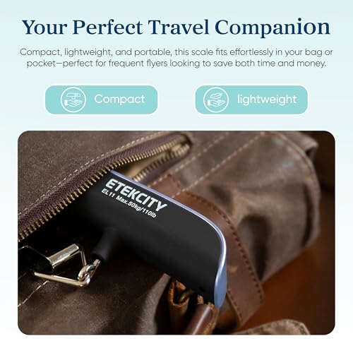 Etekcity Luggage Scale, Digital Suitcase Weight Scale for Travel, 110 lb | Travel Essentials, Air Travel, Suitcase, Hanging Hook, Rubber Grip, Battery Included, Easy-to-Read Display - color: Bright Blue
