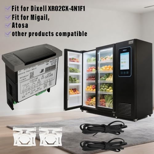 XR02CX-4N1F1 Temperature Controllers Refrigerator Digital Thermostat Controller for Fridges Freezers Heating Appliances 120V/50-60Hz with NTC Probe & Clasp - style: XR02CX-4N1F1