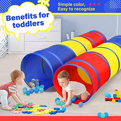 PigPigPen Kids Tunnel for Toddlers,Pop Up Play Tunnel Tent for Babies or Dogs, Indoor & Outdoor Toys for Kids Backyard Playset (Classic 2 Pack Tunnels) - style: Classic 2 pack tunnels