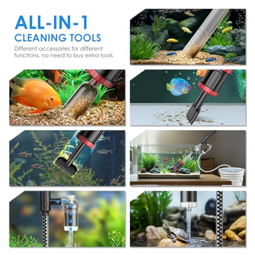 36W Electric Aquarium Vacuum Gravel Water Shower and Water Circulation, Timed Off