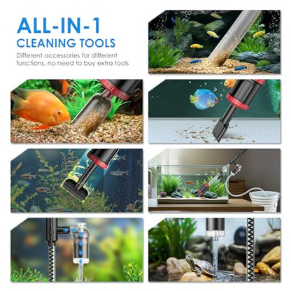 36W Electric Aquarium Vacuum Gravel Water Shower and Water Circulation, Timed Off