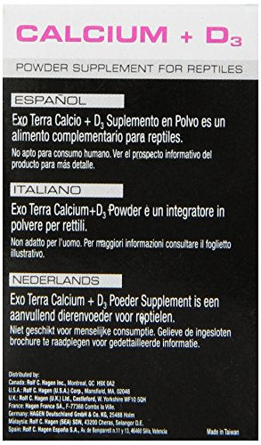 Exo Terra Calcium + D3 Powder: Ultra-fine, Phosphorus Free Formula Boosts Bone Health & Calcium Absorption Ideal for Insects, Fruits & Veggies 1.4 oz. - size: 1.4-Ounce