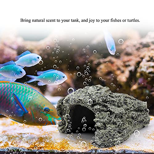 Reptile Rock Hide Cave, 1.6 in Inner Diameter, Small | Simulation Stone Appearance, Aquarium Habitat Decoration, Lizard Turtle Amphibian Enclosure, Tortoise Habitat Accessory - size: 3.5 x 2.8 x 1.6 in