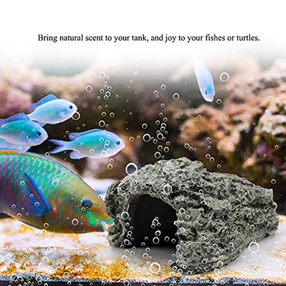Reptile Rock Hide Cave, 1.6 in Inner Diameter, Small | Simulation Stone Appearance, Aquarium Habitat Decoration, Lizard Turtle Amphibian Enclosure, Tortoise Habitat Accessory - size: 3.5 x 2.8 x 1.6 in