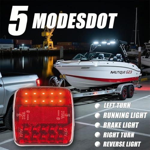 Wireless Trailer Lights, Magnetic Tow Light Kit w/USB-C | 30s Setup | Rechargeable 5-in-1 LED | 100FT Signal | IP65 Waterproof for Trucks, RVs & Boat Trailers
