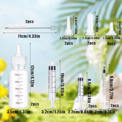 Suxgumoe Pet Feeding Bottle Set, Feeding Silicone Nipple with Bottle and Syringes, Reusable Pet Nursing Kits Feeding Tools for Rabbits, Small Animals (17pcs Pet Nursing Kit with Bottles) - color: 17pcs Pet Nursing Kit with Bottles