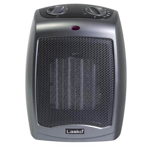Lasko Portable Indoor Electric Ceramic Space Heater with Tip-Over Safety Switch,Overheat Protection and Thermostat,2 Speeds,Safe for Home,9.2 Inches,Dark Gray,1500W,754201,(Pack of 8) - size: 9.2 Inches - With Tip-Over Switch (Pack of 8)
