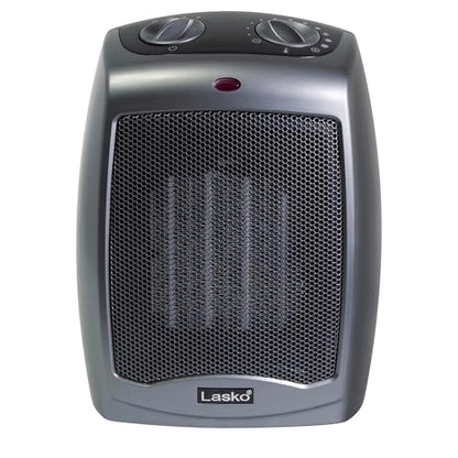 Lasko Portable Indoor Electric Ceramic Space Heater with Tip-Over Safety Switch,Overheat Protection and Thermostat,2 Speeds,Safe for Home,9.2 Inches,Dark Gray,1500W,754201,(Pack of 8) - size: 9.2 Inches - With Tip-Over Switch (Pack of 8)