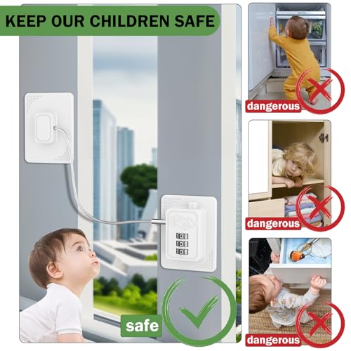 2 Pack Refrigerator Lock with 3 Digit Code, White | Easy Install Freezer Lock, Combination Lock, Child Proof Cabinet Locks, For Refrigerators, Drawers, Closets, Windows - color: White-2Pack