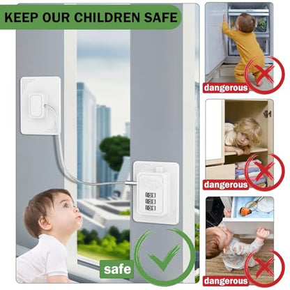 2 Pack Refrigerator Lock with 3 Digit Code, White | Easy Install Freezer Lock, Combination Lock, Child Proof Cabinet Locks, For Refrigerators, Drawers, Closets, Windows - color: White-2Pack
