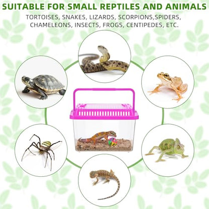 LemonRoad 15 Pcs Plastic Reptile Terrariums Carrier Cage Enclosure Snake Breeding Box Hatching Container Transparent Fish Tank with Ventilated Lid for Tarantula Spider Turtle Lizard (5.1x3.5x3.5 Inch)