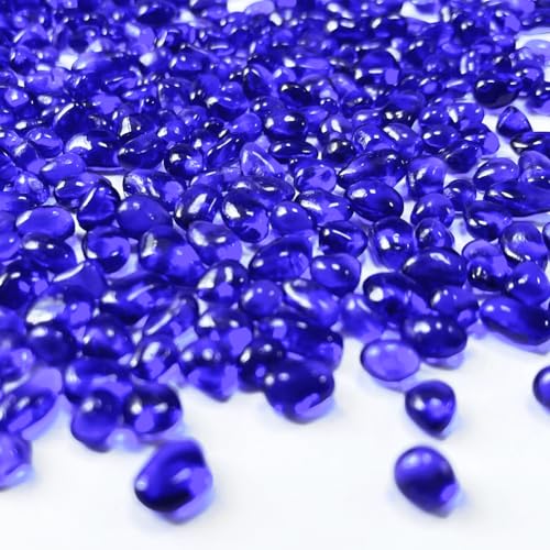 0.88LB Deep Blue Fish Tank Gravel Aquarium Glass Stones Sea Glass Pebbles Aquarium Gravel Rocks Fish Tank Rocks, Beads Pebbles Rock Sand Glass Gems Stones for Vase Filler Fish Turtle Tank Decoration - color: Dark Blue