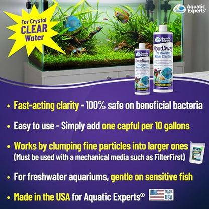 KloudAway Freshwater Aquarium Water Clarifier - Clears Cloudy Water, Water Clarifier for Fish Tank, Made in USA, Aquatic Experts, (500 ml) - size: 500 ml (16.9 oz)