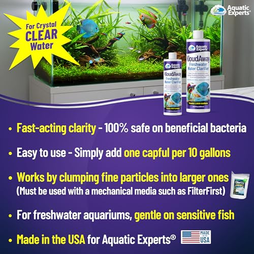 KloudAway Freshwater Aquarium Water Clarifier - Clears Cloudy Water, Water Clarifier for Fish Tank, Made in USA, Aquatic Experts (250 ml) - size: 250 ml (8.45 oz)