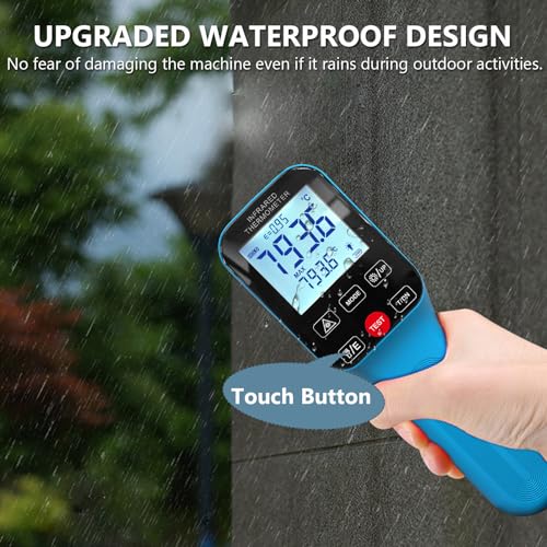 HOLDPEAK Pyrometer D:S=30:1 with Bluetooth, High Temp Infrared Thermometer -58℉~2912℉, Non-Contact Industrial Digital IR Laser Thermometer Gun with Waterproof Touch Button (NOT for Human)